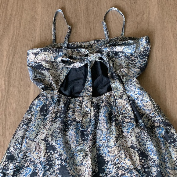 NEW Joie Elissabet Tiered Tie-Back Printed Maxi Dress Blue Size S Pockets - Picture 11 of 14